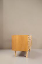 Vintage Space Strobeck Sideboard aus Eiche im 70er Jahre Design mit drei Schubladen und abschließbarem Türfach