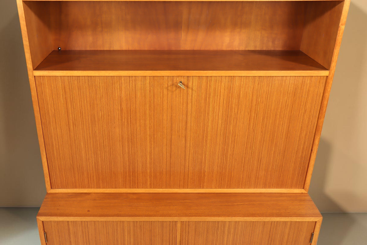 Vintage Space Mid Century Sekretär aus Holz mit ausklappbarer Schreibfläche und funktionalen Schlössern