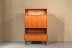 Vintage Space Mid Century Teak Sekretär von RT Möbel mit klappbarer Schreibplatte und filigranen Beinen
