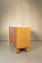 Vintage Space Mid Century DDR Kommode aus Afromosia Holz mit ausgestellten Füßen in heller Holzoptik