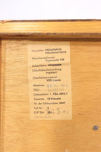 Vintage Space DDR Kommode Original Herstelleretikett Moerschner Gera Typensatz 198 Afromosia Holzoberflaeche 1974