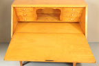 Vintage Space Mid Century Sekretär aus hellem Birkenholz mit Schreibklappe, Innenschubladen und Ablagefach