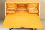 Vintage Space Mid Century Sekretär aus hellem Birkenholz mit Schreibklappe, Innenschubladen und Ablagefach