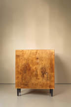 Vintage Space Mid Century Kommode aus Holz mit zwei Türen und dunklen Beinen im 60er Jahre Retro Design