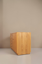 Vintage Space Hellerau Kommode aus Holz im Mid Century Design mit vier Schubladen und Schrankfach