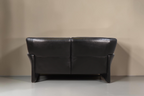 Vintage Space Koinor 2-Sitzer Sofa in schwarzem Leder mit klassischem Mid-Century Design, Rückansicht
